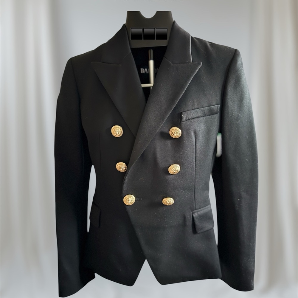 Authentic Balmain Black Blazer with Gold Buttons